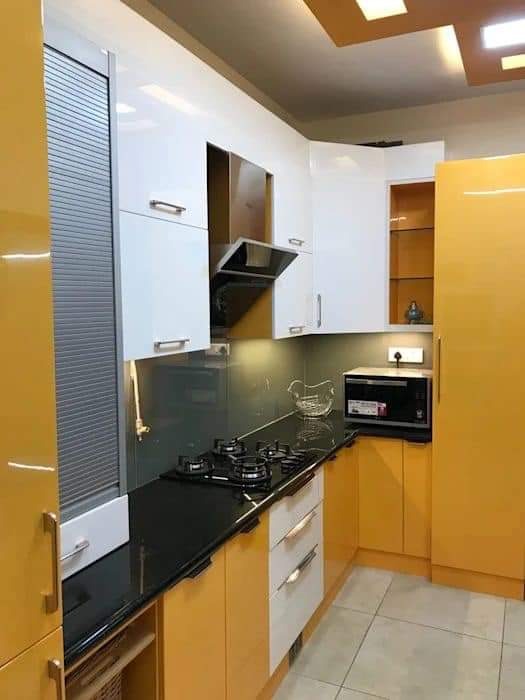 Glossy Yellow & White Kitchen